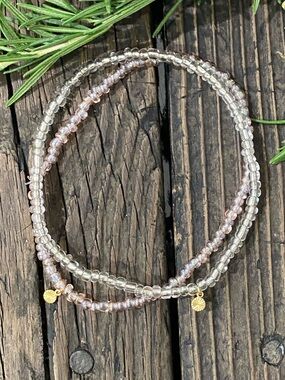 Pink & Clear Anklet Set, Starburst Charms